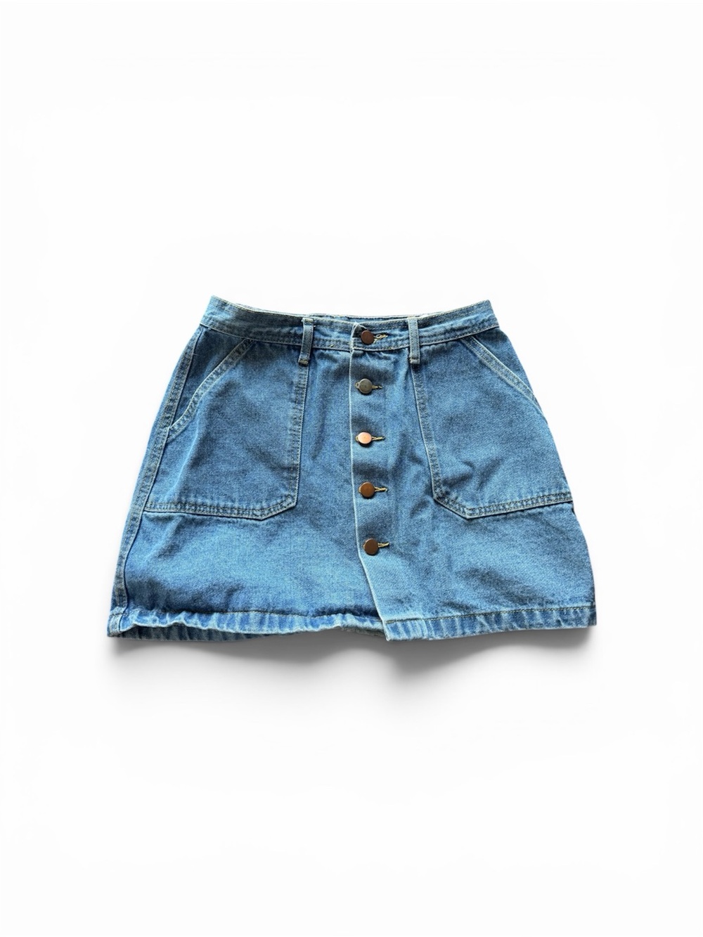 Light Blue Denim Mini Skirt with Front Buttons